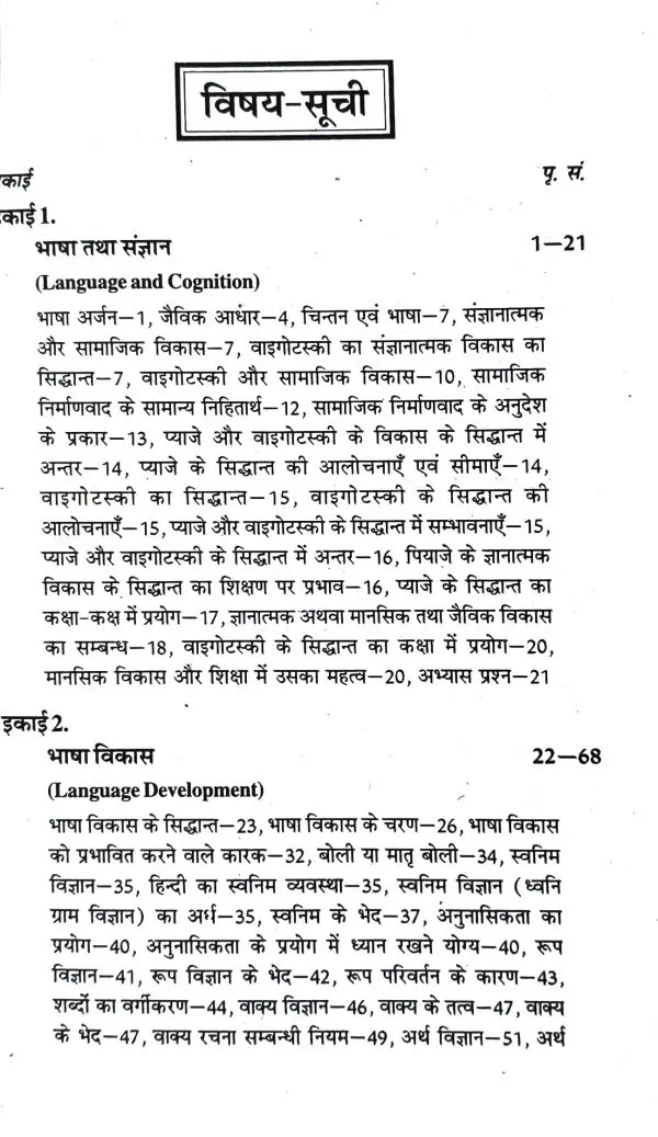 B.El.Ed Second Year Language Acquisition in Hindi index