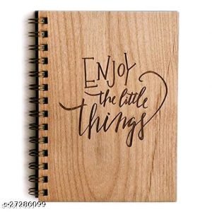 Diary with Wooden Cover saying “Enjoy the Little Things”